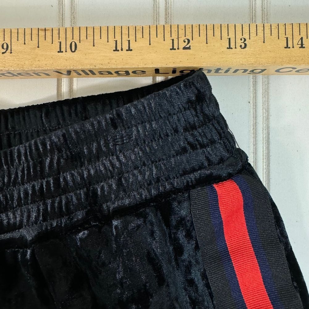 Zara Basic Jogger Women's Black Small‎ Stripe Crushed Velvet Stripe Joggers - Picture 6 of 13